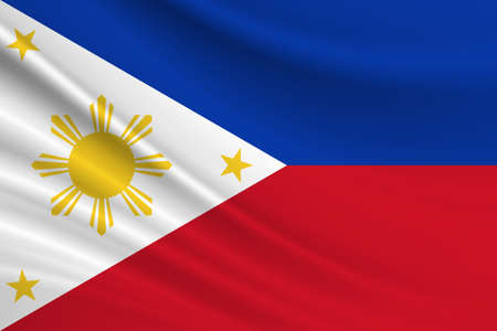 Flag of Philippines. Fabric texture of the flag of Philippines.の写真素材