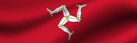 Banner with the flag of Isle of Man. Fabric texture of the flag of Isle of Man.の写真素材