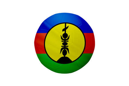 Football in the colors of the New Caledonia flag isolated on white background. In a conceptual championship image supporting New Caledonia.の写真素材