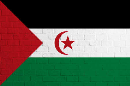 Flag of Western Sahara Brick wall texture of the flag of Western Sahara.の写真素材