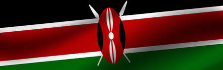 Banner with the flag of Kenya Fabric texture of the flag of Kenya.の写真素材