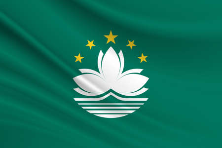 Flag of Macau. Fabric texture of the flag of Macau.の写真素材