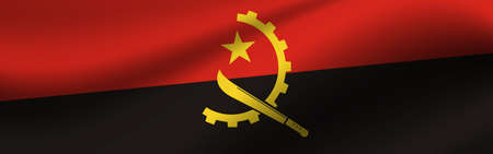 Banner with the flag of Angola. Fabric texture of the flag of Angola.の写真素材