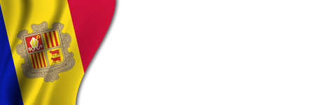 Andorra flag on white background. White background with place for text near the flag of Andorra.の写真素材