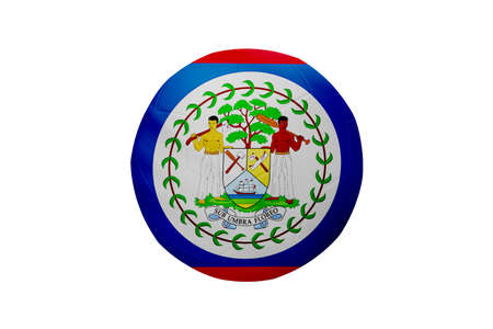 Football in the colors of the Belize flag isolated on white background. In a conceptual championship image supporting Belize.の写真素材