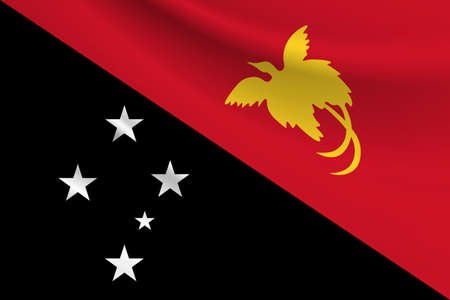 Flag of Papua New Guinea. Fabric texture of the flag of Papua New Guinea.の写真素材