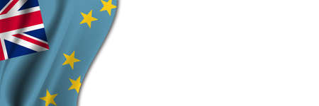 Tuvalu flag on white background. White background with place for text near the flag of Tuvalu.の写真素材