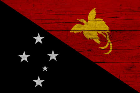 Flag of Papua New Guinea. Wooden texture of the flag of Papua New Guinea.の写真素材