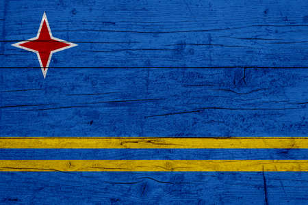 Flag of Aruba. Wooden texture of the flag of Aruba.の写真素材
