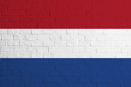 Flag of Netherlands. Brick wall texture of the flag of Netherlands.の写真素材