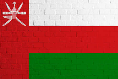 Flag of Oman. Brick wall texture of the flag of Oman.の写真素材