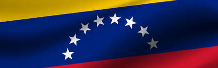 Banner with the flag of Venezuela. Fabric texture of the flag of Venezuela.の写真素材