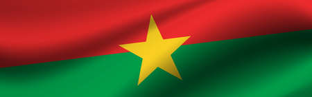 Banner with the flag of Burkina Faso. Fabric texture of the flag of Burkina Faso.の写真素材