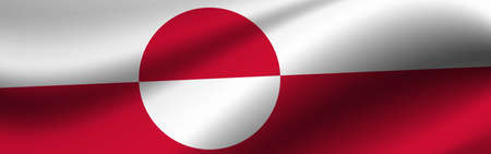 Banner with the flag of Greenland. Fabric texture of the flag of Greenland.の写真素材