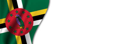 Dominica flag on white background. White background with place for text near the flag of Dominica.の写真素材