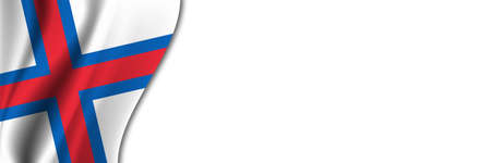 Faroe Islands flag on white background. White background with place for text near the flag of Faroe Islands.の写真素材