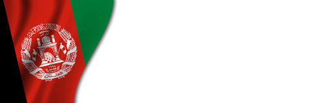 Afghanistan flag on white background. White background with place for text near the flag of Afghanistan.の写真素材
