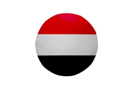 Football in the colors of the Yemen flag isolated on white background. In a conceptual championship image supporting Yemen.の写真素材
