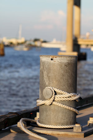 Pier rope on  water background