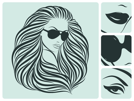 Long hairstyle. Beautiful vector illustration.のイラスト素材