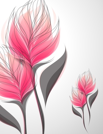 Vriesea. Shiny soft pink flowers. Vector illustration.のイラスト素材