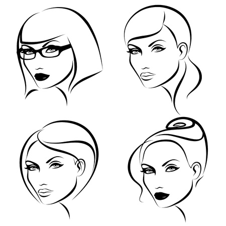 Hairstyles &amp, makeup.のイラスト素材