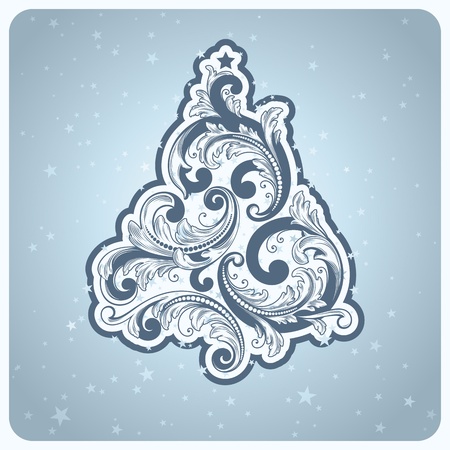 Baroque style Christmas tree. Beautiful vector illustration.のイラスト素材