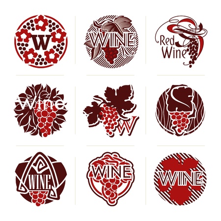 Set of wine labels and badgesのイラスト素材