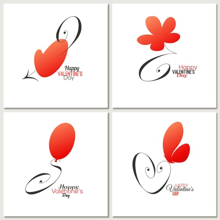 Stylish calligraphic Valentine day greeting cardsのイラスト素材
