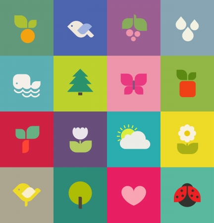 Colorful nature  Icons set  Vector illustrationのイラスト素材