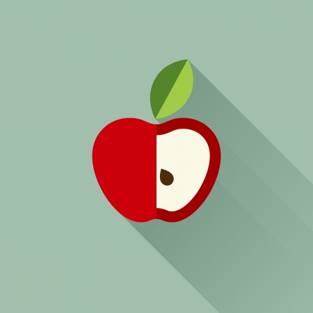 Apple with leaf - illustrationのイラスト素材