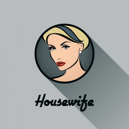 Housewife - Retro icon with long shadow - Vector illustrationのイラスト素材