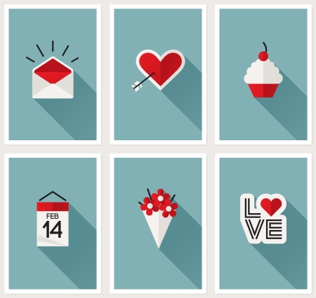 Set of romantic Valentines day symbols  illustrationのイラスト素材