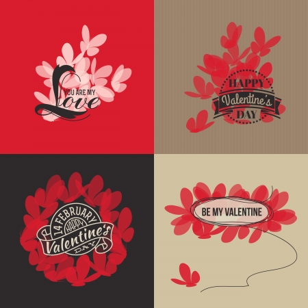 Valentines day cards with butterflies illustrationのイラスト素材