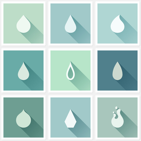 Drops - Flat design elements with long shadow - Vector illustrationのイラスト素材