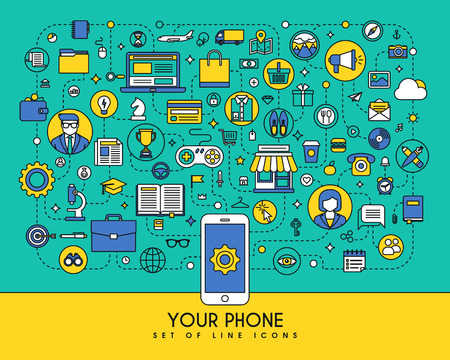 Flat line icons set design elementsのイラスト素材