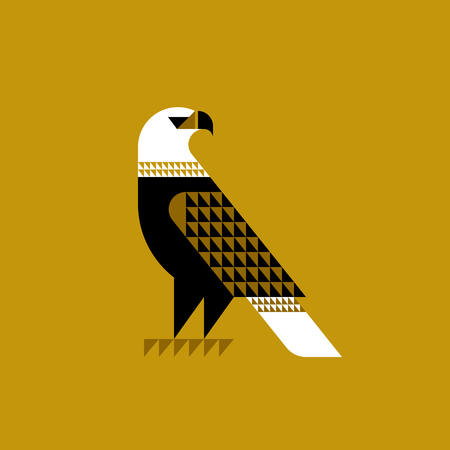 Decorative falcon on ochre backgroundのイラスト素材