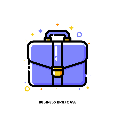 Icon of briefcase for business portfolio concept. Flat filled outline style.のイラスト素材