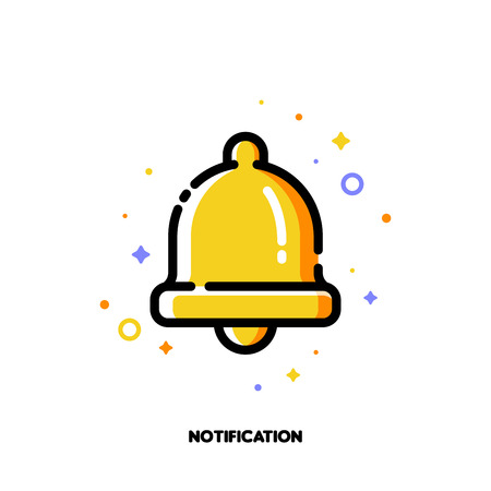 Icon of bell for alarm or notification concept. Flat filled outline style. Pixel perfect 64x64. Editable strokeのイラスト素材