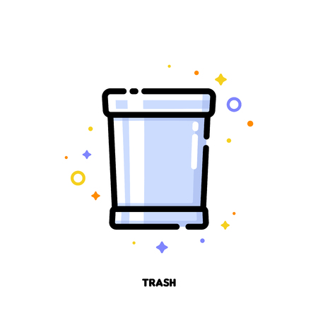 Icon of trash can for office work concept. Flat filled outline style. Pixel perfect 64x64. Editable strokeのイラスト素材