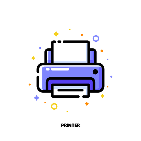 Icon of printer for office work concept. Flat filled outline style. Pixel perfect 64x64. Editable strokeのイラスト素材