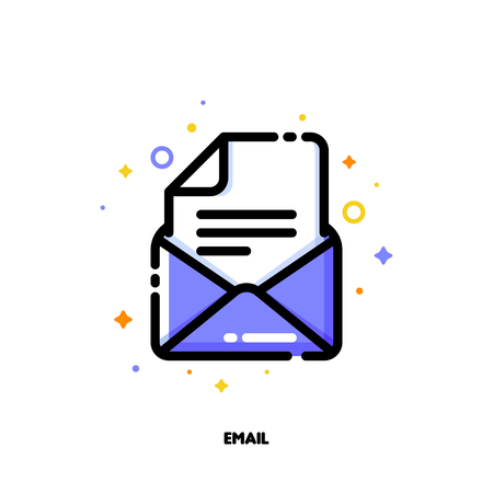 Icon of email for help and support concept. Flat filled outline style. Pixel perfect 64x64. Editable strokeのイラスト素材