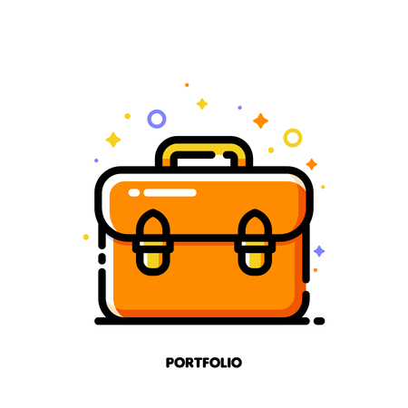Icon of briefcase for investment portfolio concept. Flat filled outline style. Pixel perfect 64x64. Editable strokeのイラスト素材