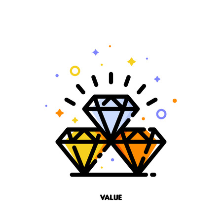 Icon of diamonds for value concept. Flat filled outline style. Pixel perfect 64x64. Editable strokeのイラスト素材
