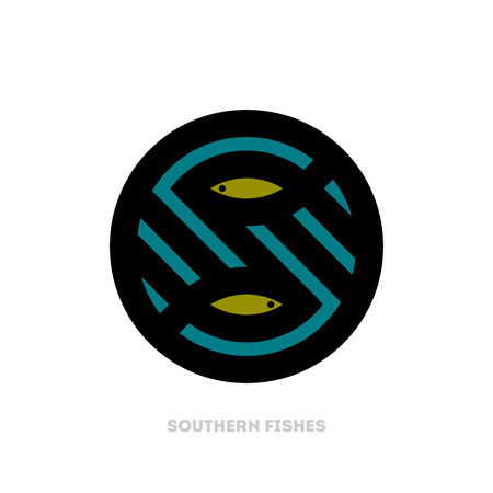 Fish and letter S template or emblem for fishing tackle shop or seafood restaurantのイラスト素材