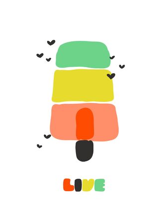 Creative vector illustration of multicolored ice cream. Artistic design for cute greeting card or cool posterのイラスト素材
