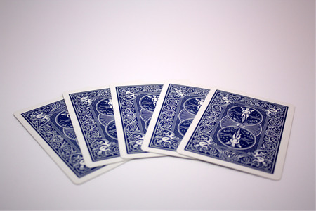 Simple Blue Poker Table Game Playing Cardsの写真素材