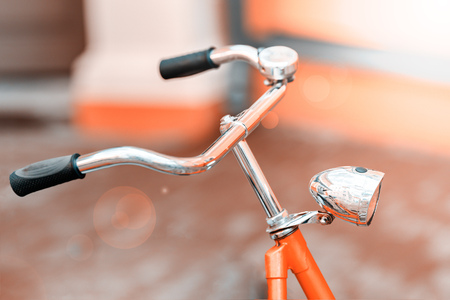 Old bike with chrome details in retro style. Shallow depth of field. The background is blurred.の写真素材