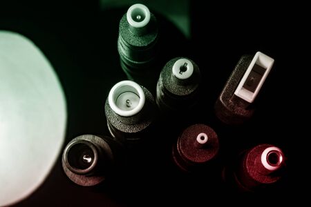 Several electro connectors on a black background shot in macro mode. Visible metal connectors of connectors.の写真素材