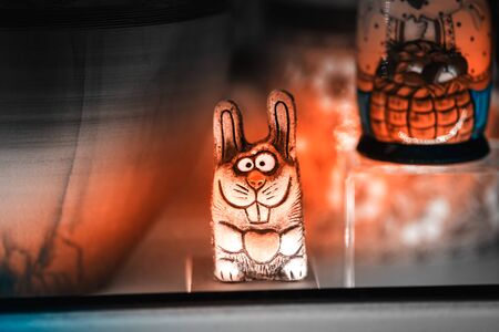 Colored small toys made of clay. The background is blurred. Shallow depth of field.の写真素材